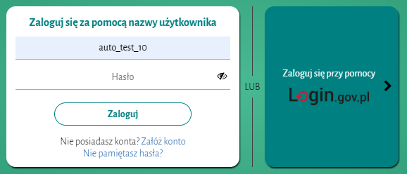 Widok okna do wyboru sposobu logowania Widok okna do wyboru sposobu logowania