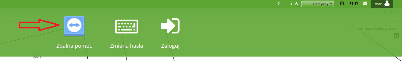 Widok okna aplikacji z opcją zdalnej pomocy Widok okna aplikacji z opcją zdalnej pomocy